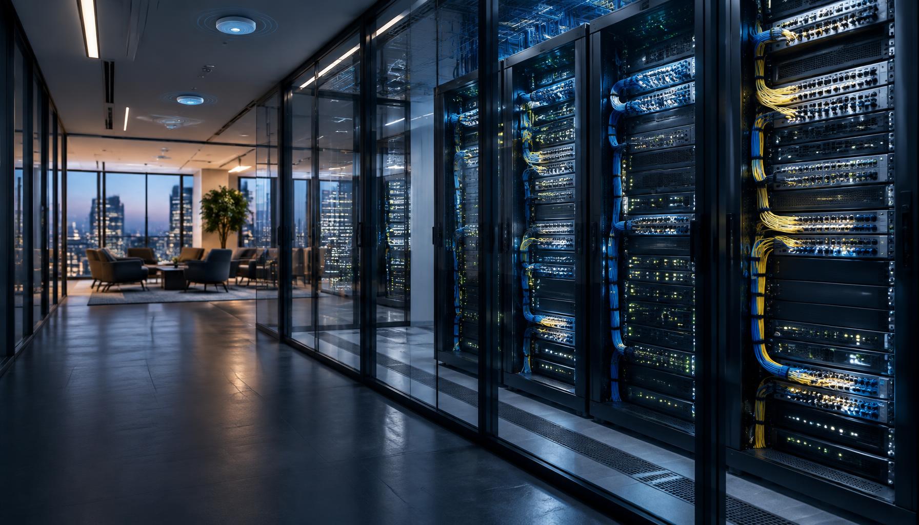 Enterprise network racks with fiber connections and wireless infrastructure